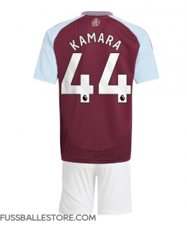 Günstige Aston Villa Boubacar Kamara #44 Heimtrikotsatz Kinder 2024-25 Kurzarm (+ Kurze Hosen)